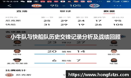 小牛队与快船队历史交锋记录分析及战绩回顾